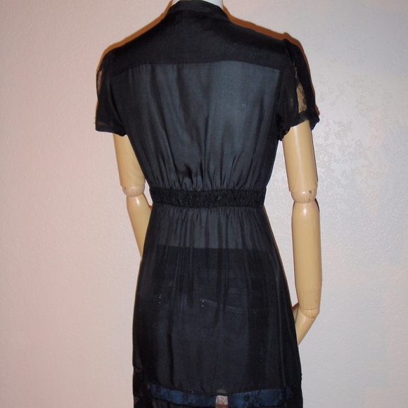 Silk & Lace Neck-tie Tunic or Mini Dress - Picture 4 of 6